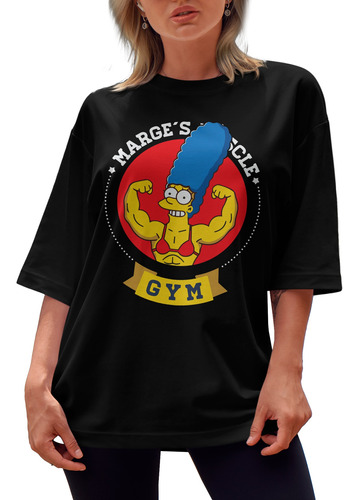 Camiseta Oversized Feminina Street Marge Simpson Gym Muscle