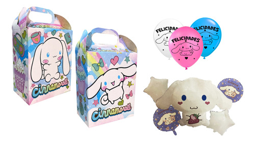 Kit Globos 30 Cajas Dulceras Kitty Fiesta Kuromi Niña Sanrio