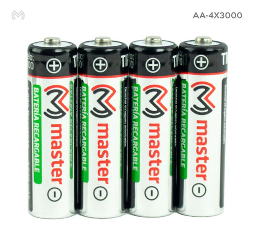Paquete De 4 Baterías Aa Recargables Aa-4x3000