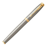 Pluma Parker Im Brushed Metal Gt Rollerball Fino Color De La Tinta Negra Color Del Exterior Plateado/dorado