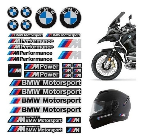 Kit Adesivos Capacete Bmw Motorsport Moto Refletivo Emblemas