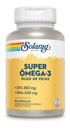 Super Omega 3 Óleo De Peixe Suplemento Alimentar Solaray Sabor Without Flavor