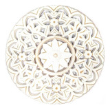 Cuadro De Madera Ornamental Mandala Blanco Decoracion Pared