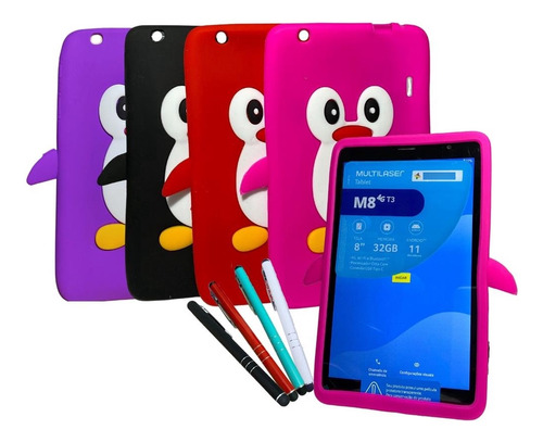 Capa Case Linda Emborrachada P/tablet 8 Poleg + Caneta Touch