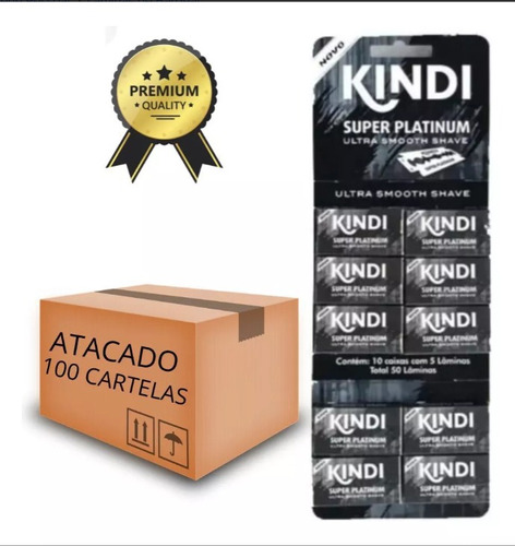 Lâmina Giletes Kindi Black/ Kit Com 100 Cartelas Com 50 Unid