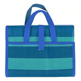 Esteira Praia Dobrável Vira Bolsa 1,8mt X 90cm Impermeável Cor Azul