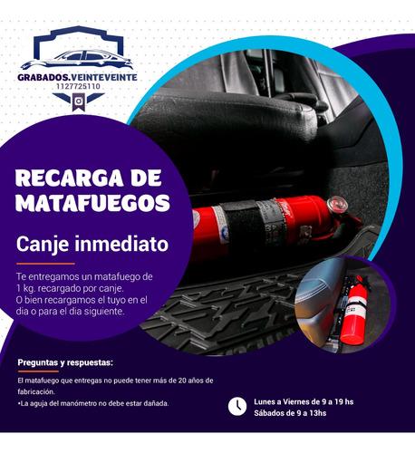 Recarga Matafuego Abc Auto. A Domicilio. Villa Lugano