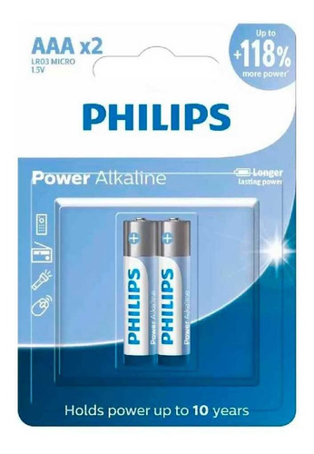 Pilha Aaa Philips Lr03 Micro 1.5v Com 2 Unidades