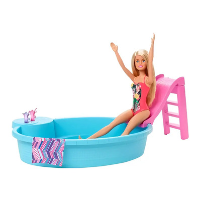 Barbie Piscina Pileta Con Muñeca Mattel Ghl91