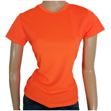 Playera Para Sublimar Deportiva Naranja Neón Mujer 