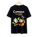 Polera Estampada Dtf De Cuphead Hermanos Taza Niños Cod 004