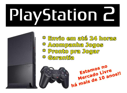 Playstation 2 Slim Completo Jogos Controle Ps2 Game Top