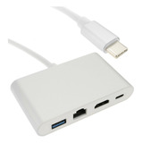 Convertidor Adaptador Usb C A Hdmi + Lan +  Usb 3.0 + Usb C 