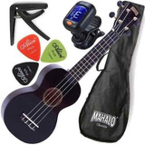 Kit Ukulele Soprano Acústico Preto Aquila Mahalo Rainbow