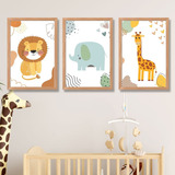 Quadros Decorativos Bichinhos Quarto De Bebe Safari 30x40 