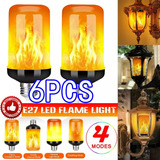 6pcs Lámpara Led Efecto Llama Antorcha Fuego Llama Luz E27