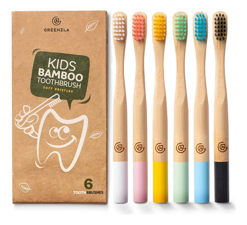Greenzla Cepillos De Dientes De Bambú Para Niños (paquete De