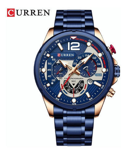 Reloj Curren Business Luxury De Cuarzo Inoxidable Para Hombr Color Del Bisel Rose Blue