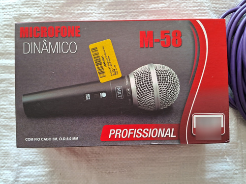 Microfone Mxt M-58 Dinâmico Cardioide Com Cabo De 10m