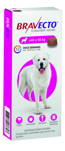 Bravecto Cães 40a56kg 1400mg Saúde Comprimi Mastigável Full