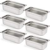 6 Pack Anti-jam Hotel Pans, 1/3 Size 4 Inch Deep, Nsf C...