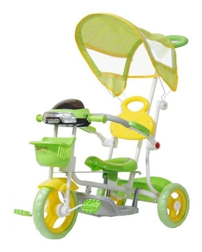 Triciclo Infantil 2 Em 1 Toldo Luzes Música Verde Importway