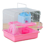 Jaula Para Hamster - Casa De 2 Pisos Con Accesorios Color Rosa