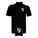 Camiseta Tipo Polo River Plate Obsequio Gorra Serie Black