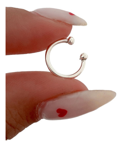 Aro Falso Nariz Labios Cuff A Presion Bolitas De Plata 925