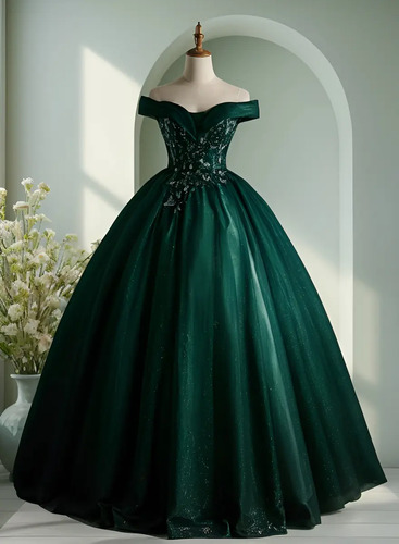Vestido Xv Quinceañera Verde Esmeralda Princesa Lujoso