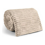 Cobertor Manta Casal Canelada Bege Grossa Veludo Toque Macio Muito Quente Para O Inverno Casa Laura Enxovais