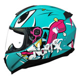 Capacete Feminino Norisk Razor Mad Azul Moto Fechado Cor Azul Brilho Tamanho Do Capacete 61/62