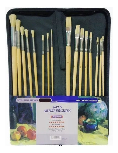 Set Pinceles Artisticos Artmate Estuche P/acrilico Oleo X16