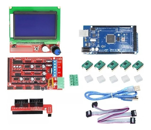 Kit Impresora 3d Ramps 1.4+mega 2560+5xa4988+ Lcd 128x64