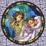 Quadro Anjo Da Guarda Estilo Vitral 100% Azulejo