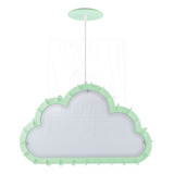 Luminária Pendente Madeira Nuvem 50cm Verde Claro Infantil