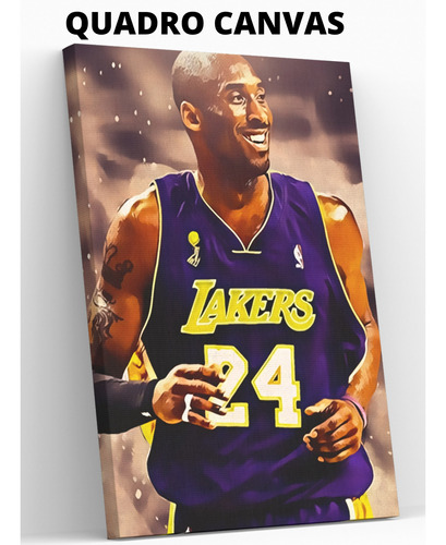 Quadro Canvas Kobe Bryant Lakers 24 Lenda Do Basquete Nfe   