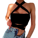 Crop Top Sexy Cruzado Para Dama 