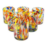 Vasos De Vidrio Reciclado Multicolor De 12 Oz. 'confetti Líq