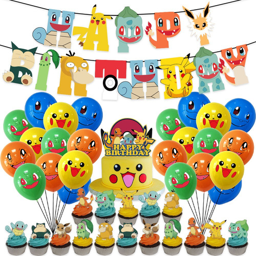 Globos De Cumpleaños Decoración Pikachu Fiesta