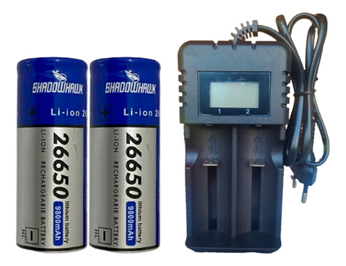 Carregador Premium Visor + 2 Baterias Sw 26650 4.2v 9800 Mah