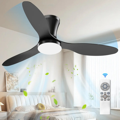 Ventilador De Techo Moderno 42 Pulgadas Con Luz Y Control Remoto, Perfil Bajo, 3 Aspas De Acabado Doble, Motor Dc Silencioso Y Reversible, 3cct+6 Velocidades Para Interior\u002Fexterior | Envío gratis