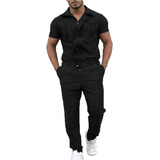 Overol Mono Cargo Hombre Casual Pantalon De Manga Corta