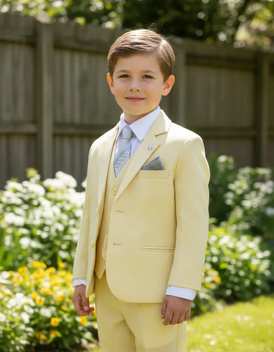 Traje De Vestir Lino Niño Color Amarillo 2914 1 A 14 Años
