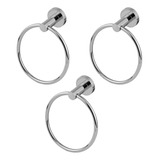 Kit 3 Suportes Porta Toalha Mãos Rosto Argola Aço Inox