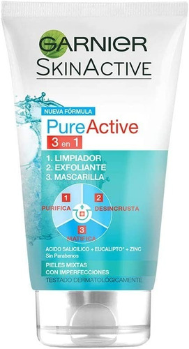 Gel Limpiador Facial 3 En 1 Garnier Pure Active 150ml