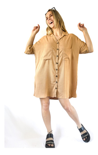 Camisas Mujer Lino Corto Vestidos Camisolas Casual Fresca