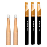 Pack X3 Palillos Bateria Stagg 5a 5b 7a - Punta Nylon 