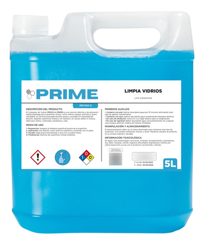 Limpia Vidrios 5 Litros Prime 