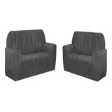 Capa De Sofa 3 E 2 Lugares Decorativa Natal Elasticada Cor Chumbo Liso